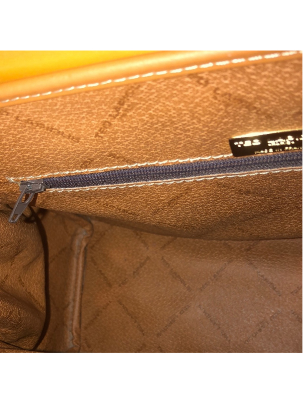 TED LAPIDUS Caramel Leather Top Handle & Monogram Embossed Crossbody Satchel - Picture 6 of 17